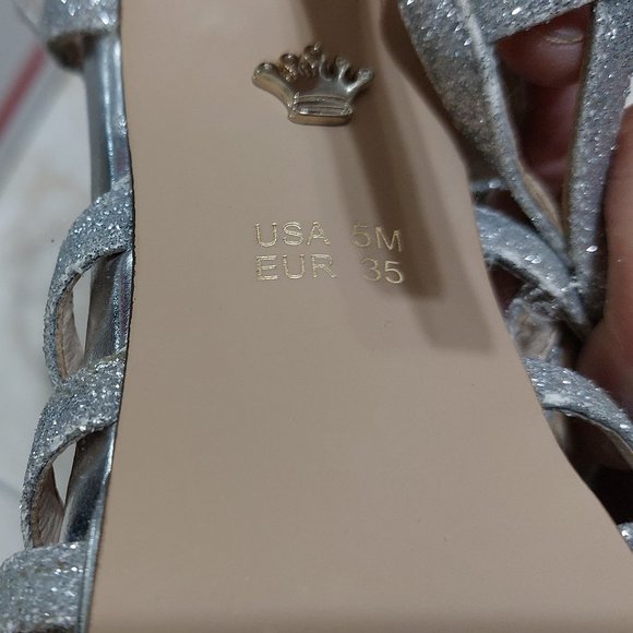 NINA Women's Sparkling Glittering Silver Dress Sandals Heels SIZE 5 - Picture 8 of 12